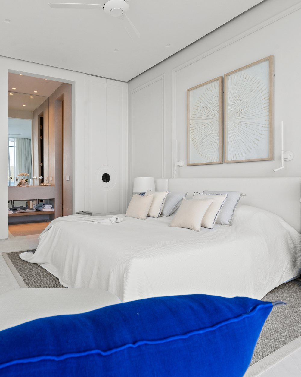 White villa bedroom interior in Lefkada